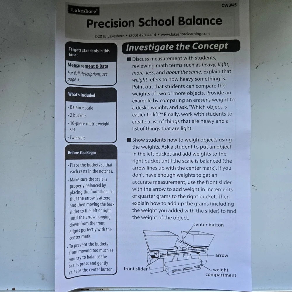 Lakeshore Precision School Balance CW345 Metric Weight Set STEM Science Lab Tool